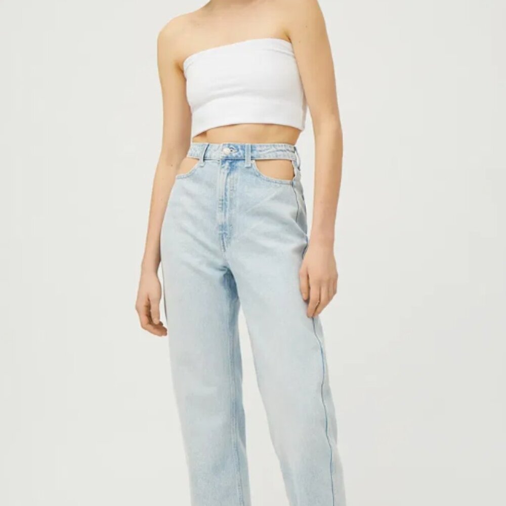 Weekday Lasso Jeans, light wash, high-waist, cut out pockets -- W30/L28